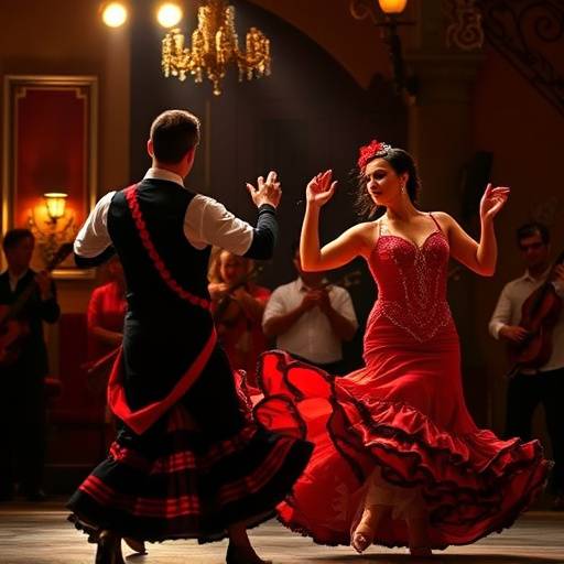 Bailaores de flamenco actuando con pasi&radic;&ge;n en un tablao