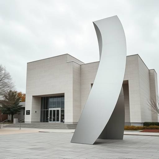 Escultura expuesta en el exterior de un museo moderno