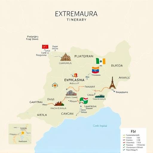 Mapa interactivo del itinerario cultural en Extremadura