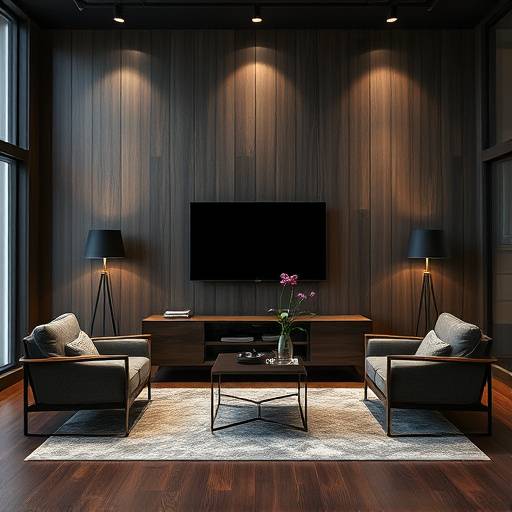 Mobiliario de dise&radic;&plusmn;o contempor&radic;&deg;neo con toques de madera oscura y metal