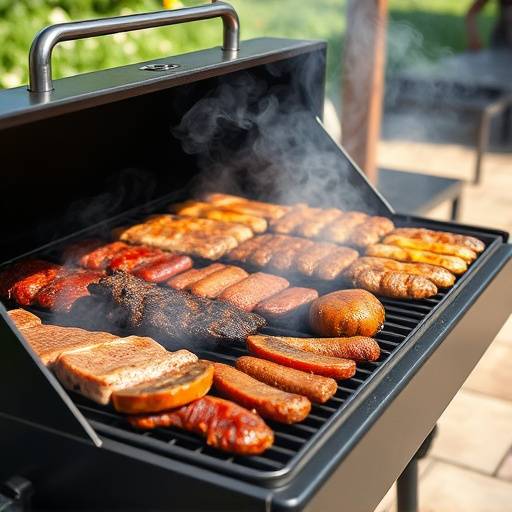 Parrillada humeante de carnes variadas