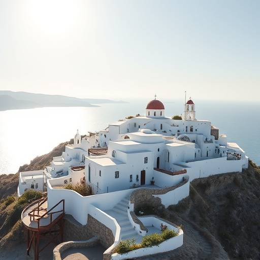 Pueblo blanco andaluz encaramado en una colina con vistas al mar.
