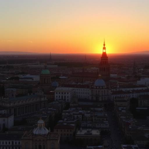 Vista panor&radic;&deg;mica de Sevilla con la Giralda al atardecer